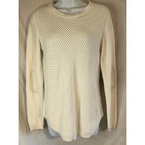 Lety & Me Josey Suede Elbow Patch Pullover Sweater Size XS Basket Weave